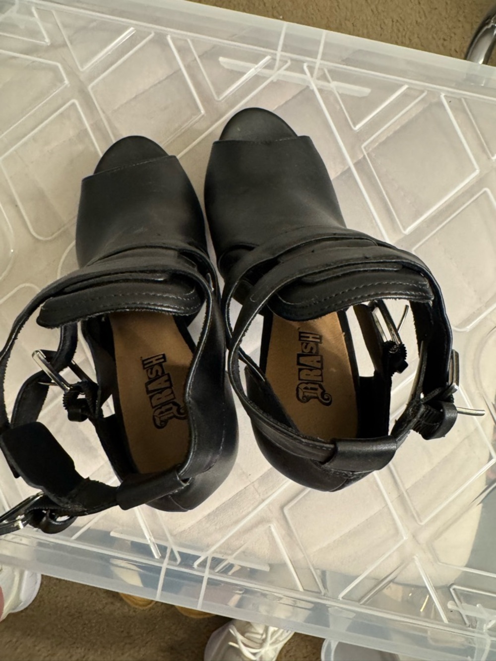 Brash Black Open-Toe Strappy Heels - Picture 4 of 5